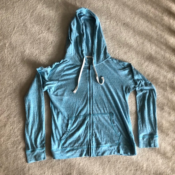 Aeropostale Tops - Aeropostale baby blue heather zip up tee shirt hoodie